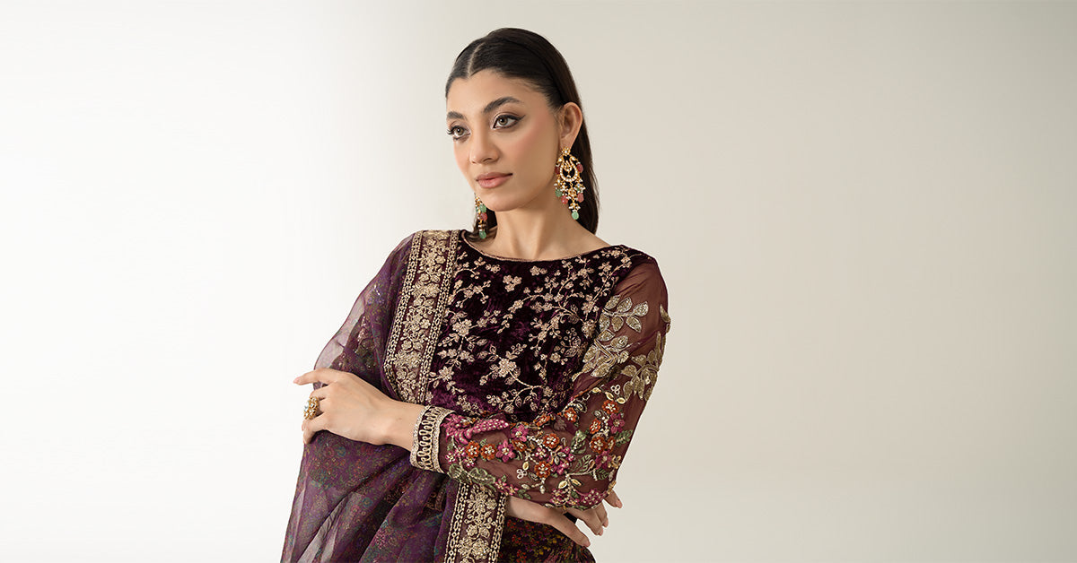 Maria B | Formal Wears | Velvet Suit | SF-W24-50 - House Of Hania