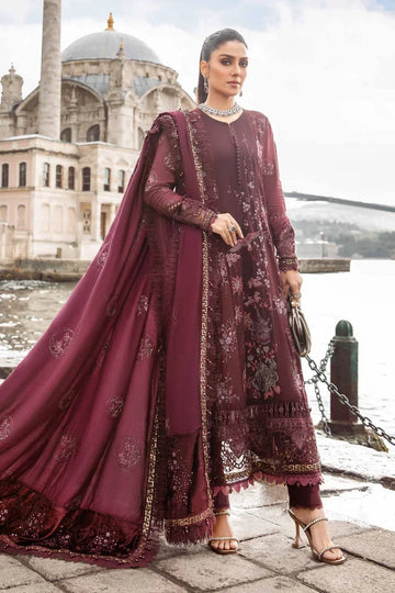 Maria B | Linen 23 | Aubergine DL-1103 - House Of Hania