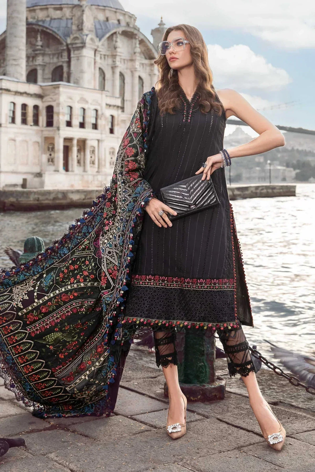 Maria B | Linen 23 | Black DL-1101 - House Of Hania