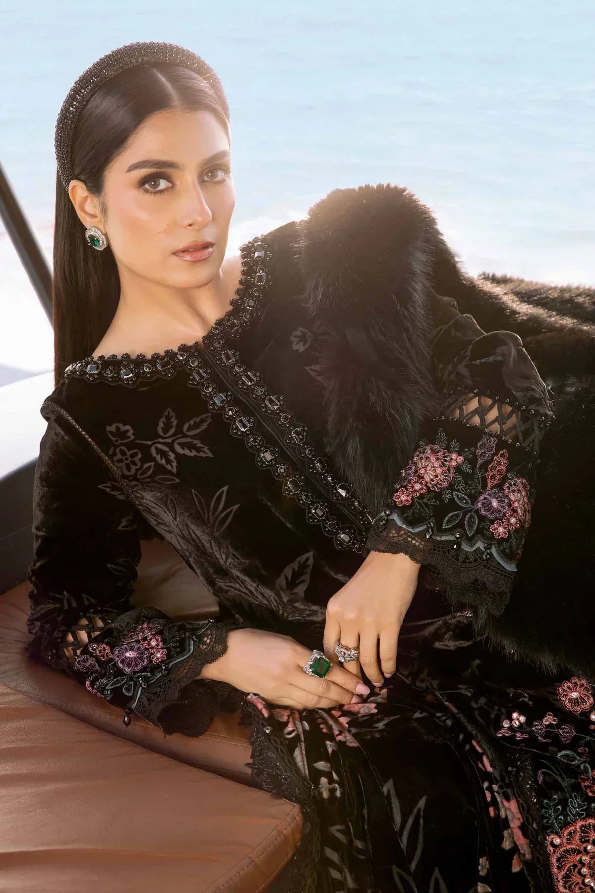Maria B | Linen 23 | Black DL-1102 - House Of Hania