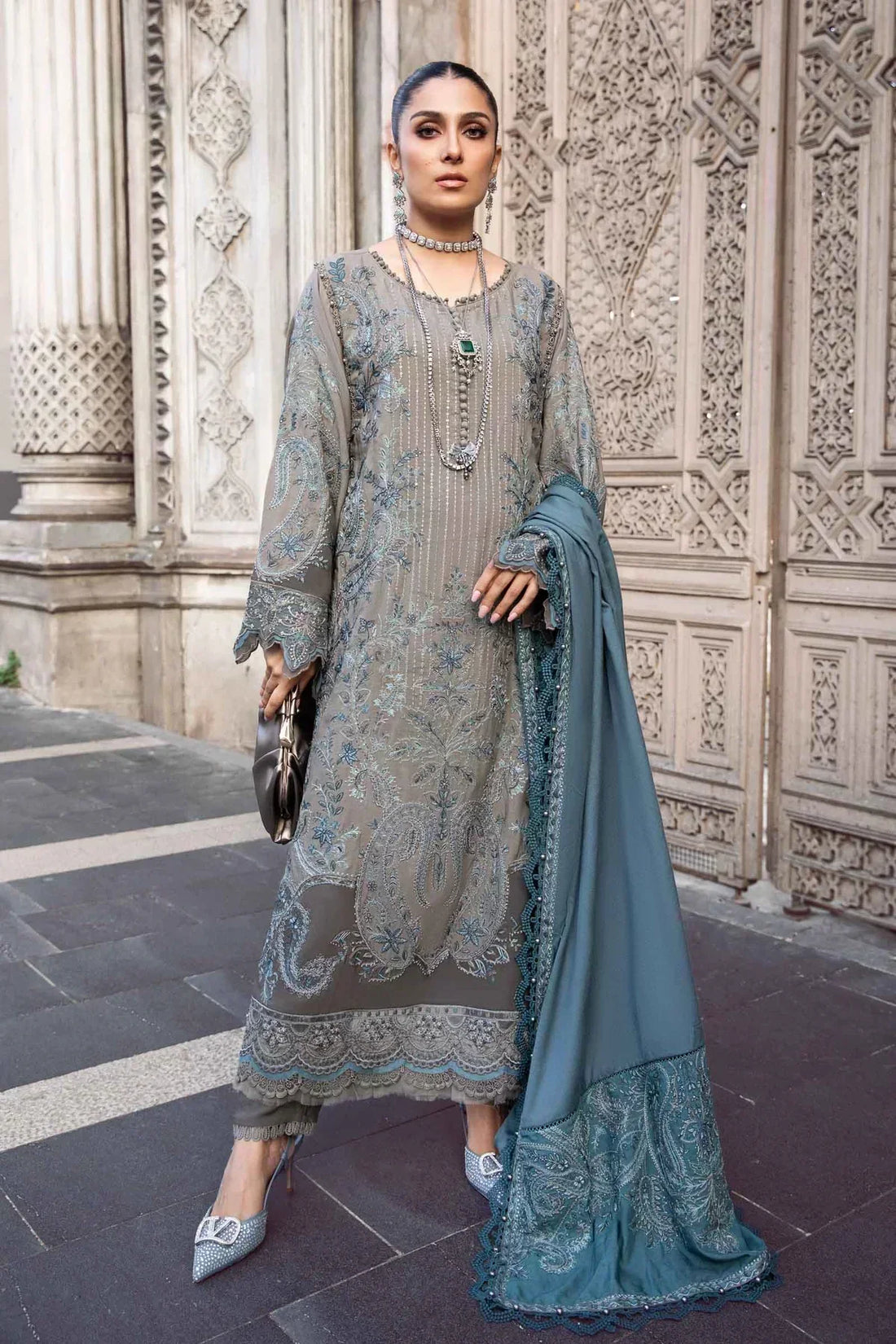 Maria B | Linen 23 | Black DL-1104 - House Of Hania