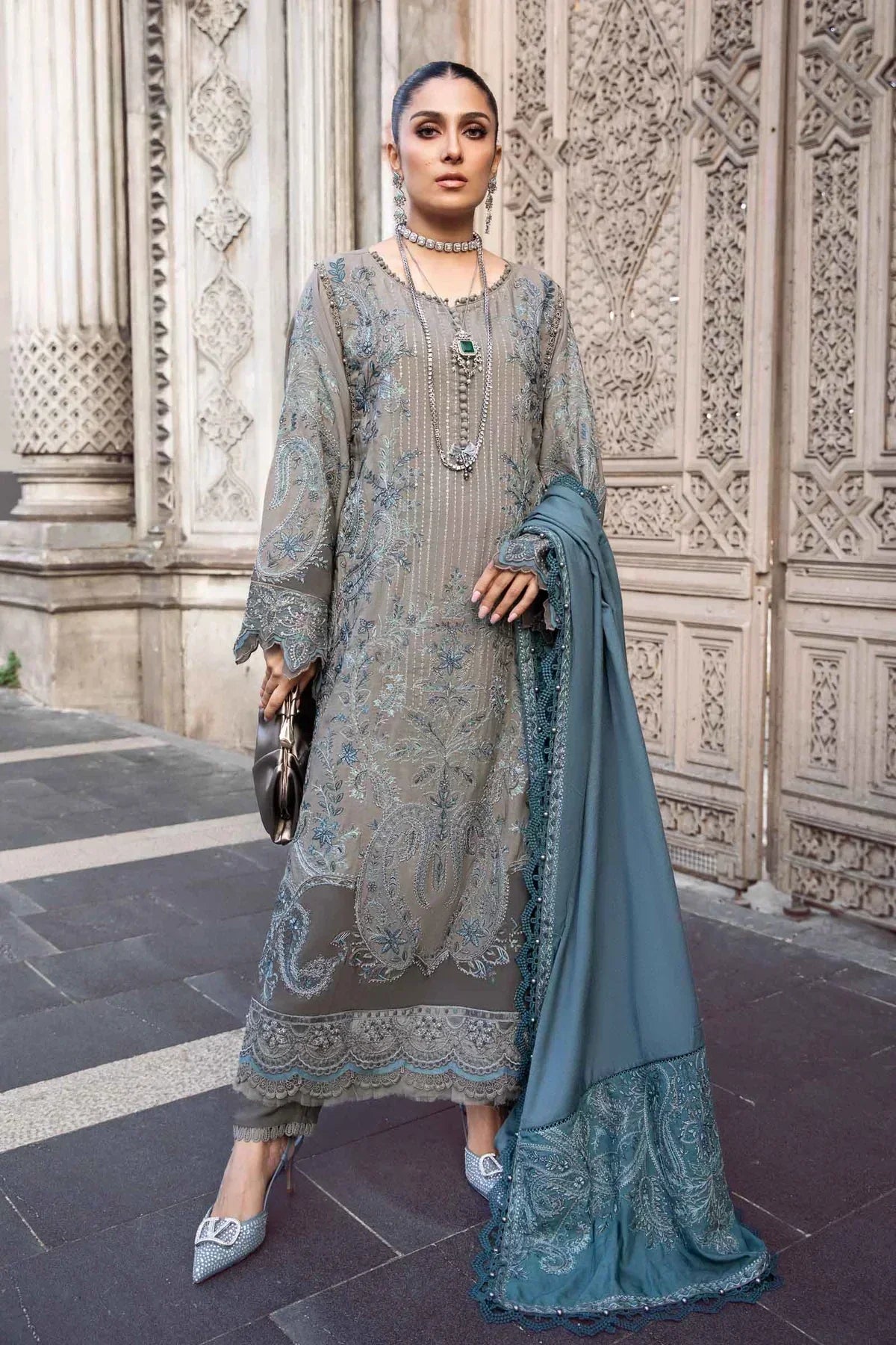 Maria B | Linen 23 | Black DL-1104 - House Of Hania