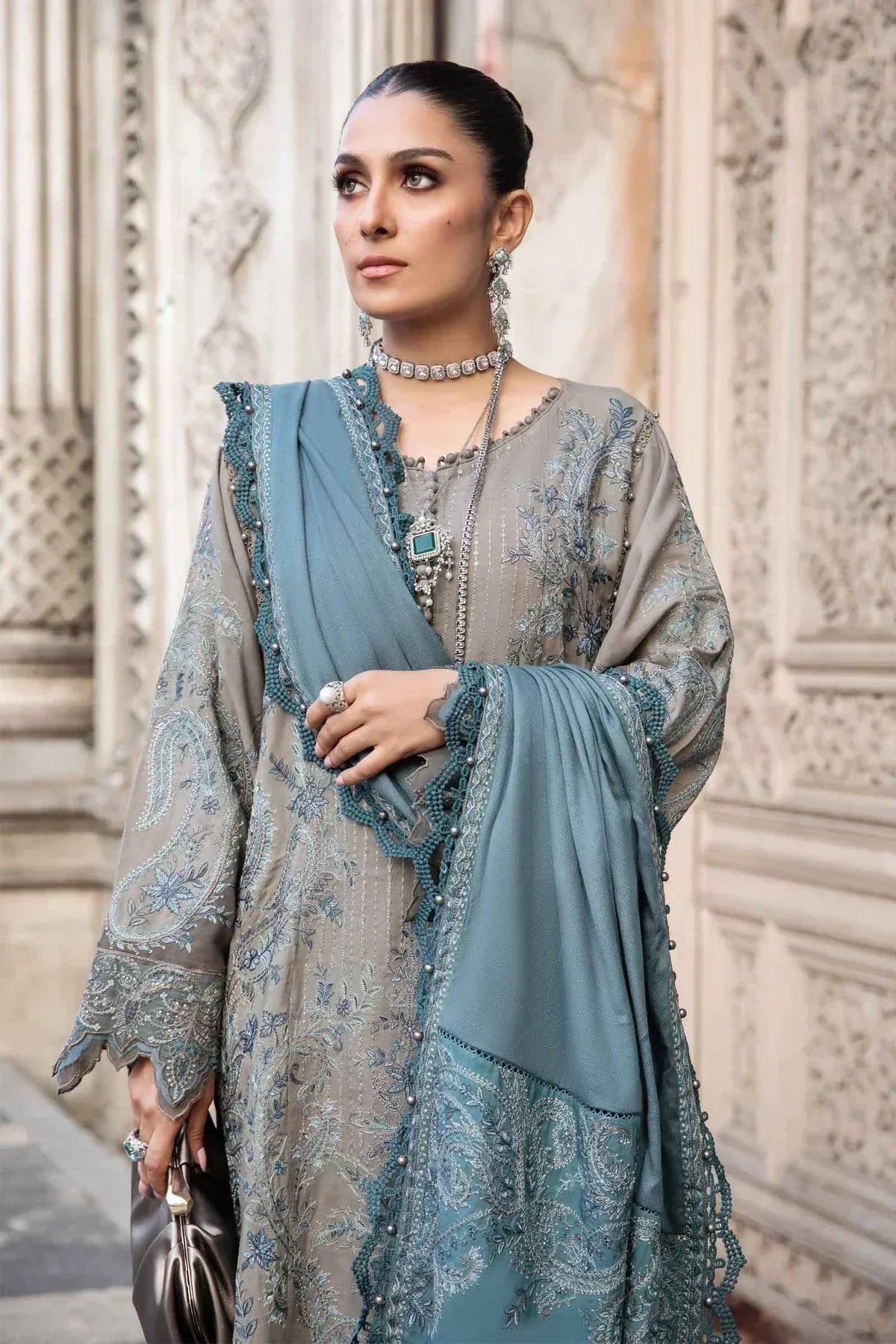 Maria B | Linen 23 | Black DL-1104 - House Of Hania