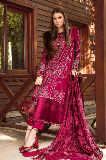 Maria B | Linen 23 | Deep Pink DL-1112 - House Of Hania