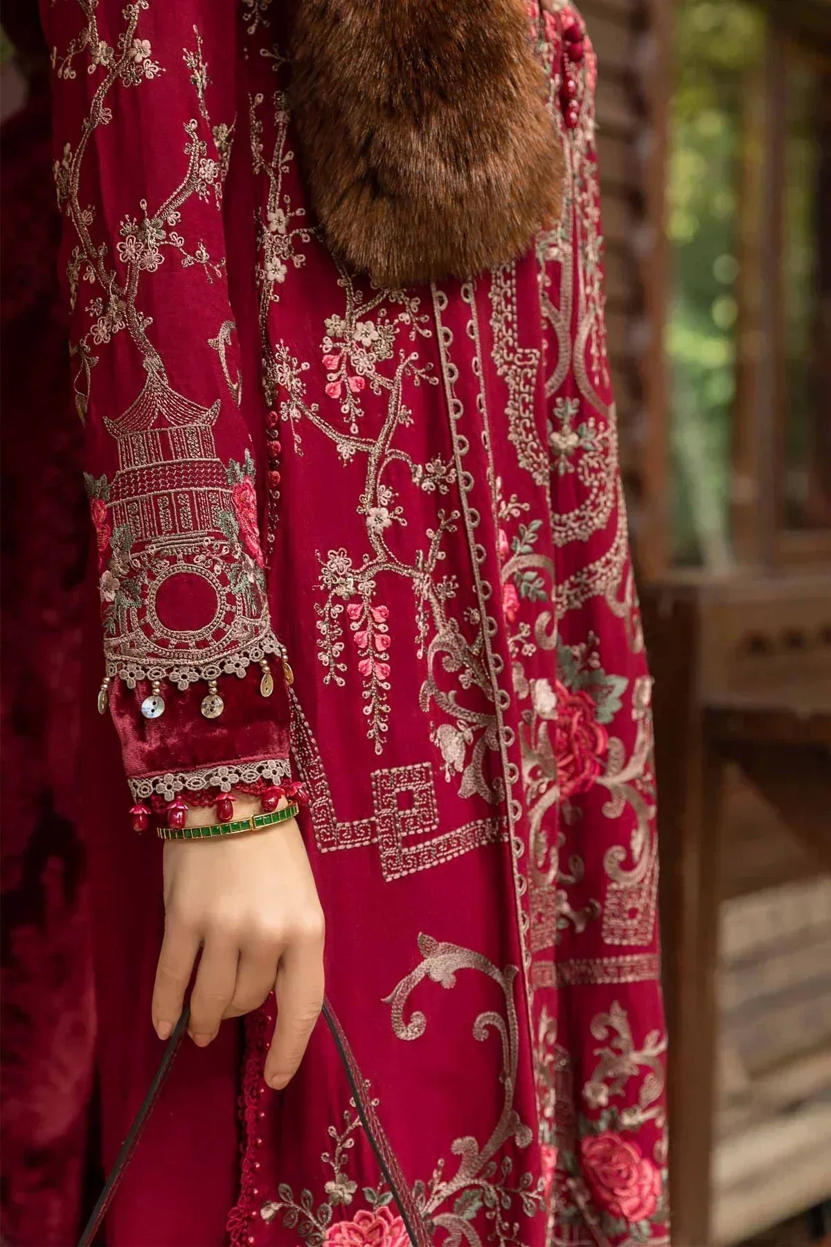 Maria B | Linen 23 | Deep Pink DL-1112 - House Of Hania