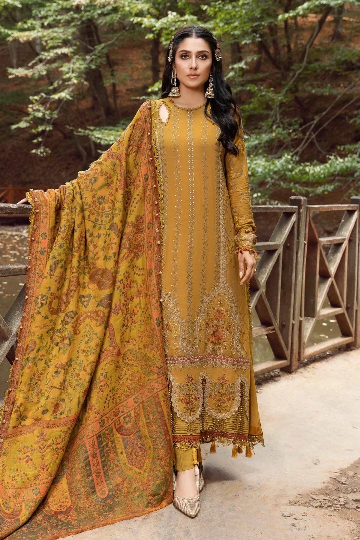 Maria B | Linen 23 | Mustard DL-1110 - House Of Hania