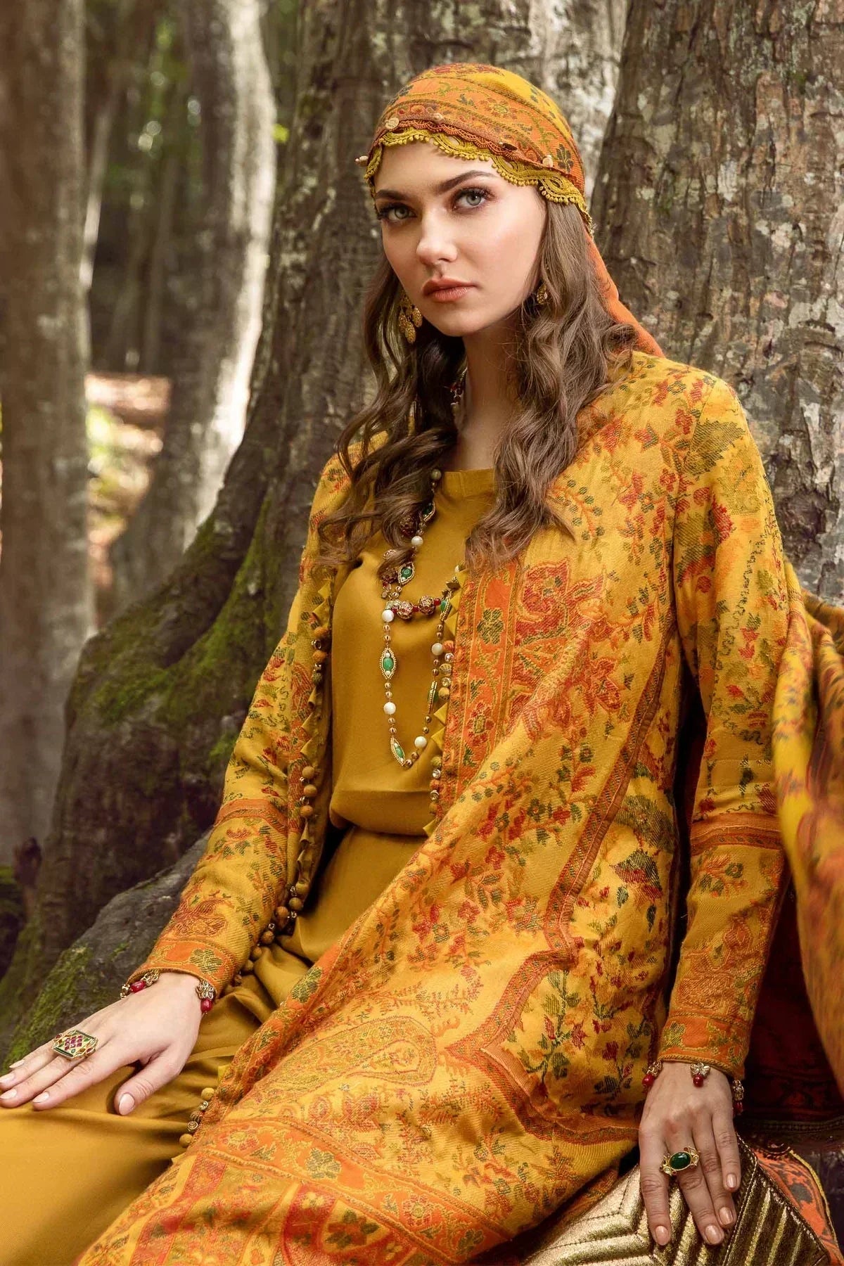 Maria B | Linen 23 | Mustard DL-1110 - House Of Hania