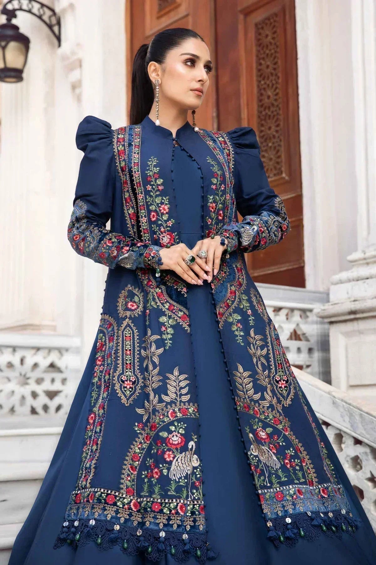 Maria B | Linen 23 | Navy Blue DL-1109 - House Of Hania