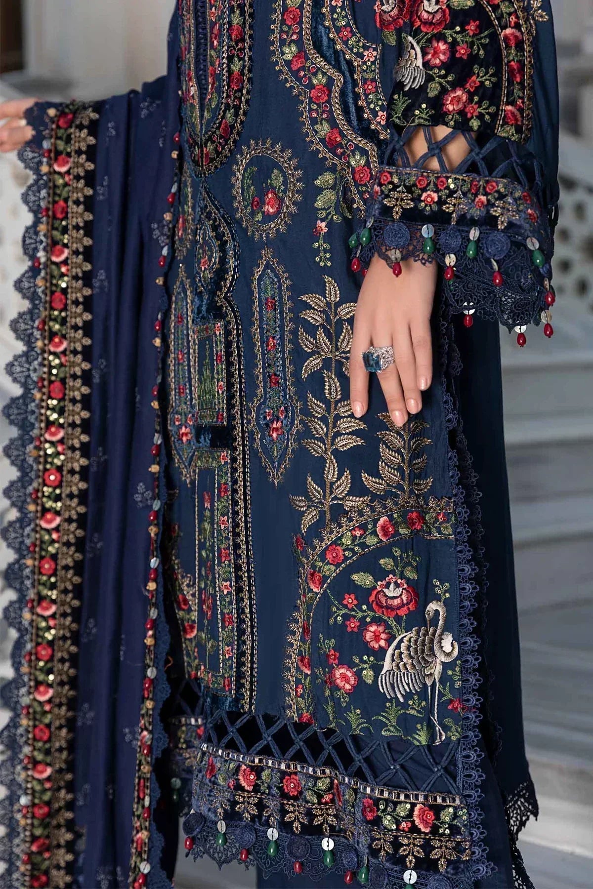 Maria B | Linen 23 | Navy Blue DL-1109 - House Of Hania