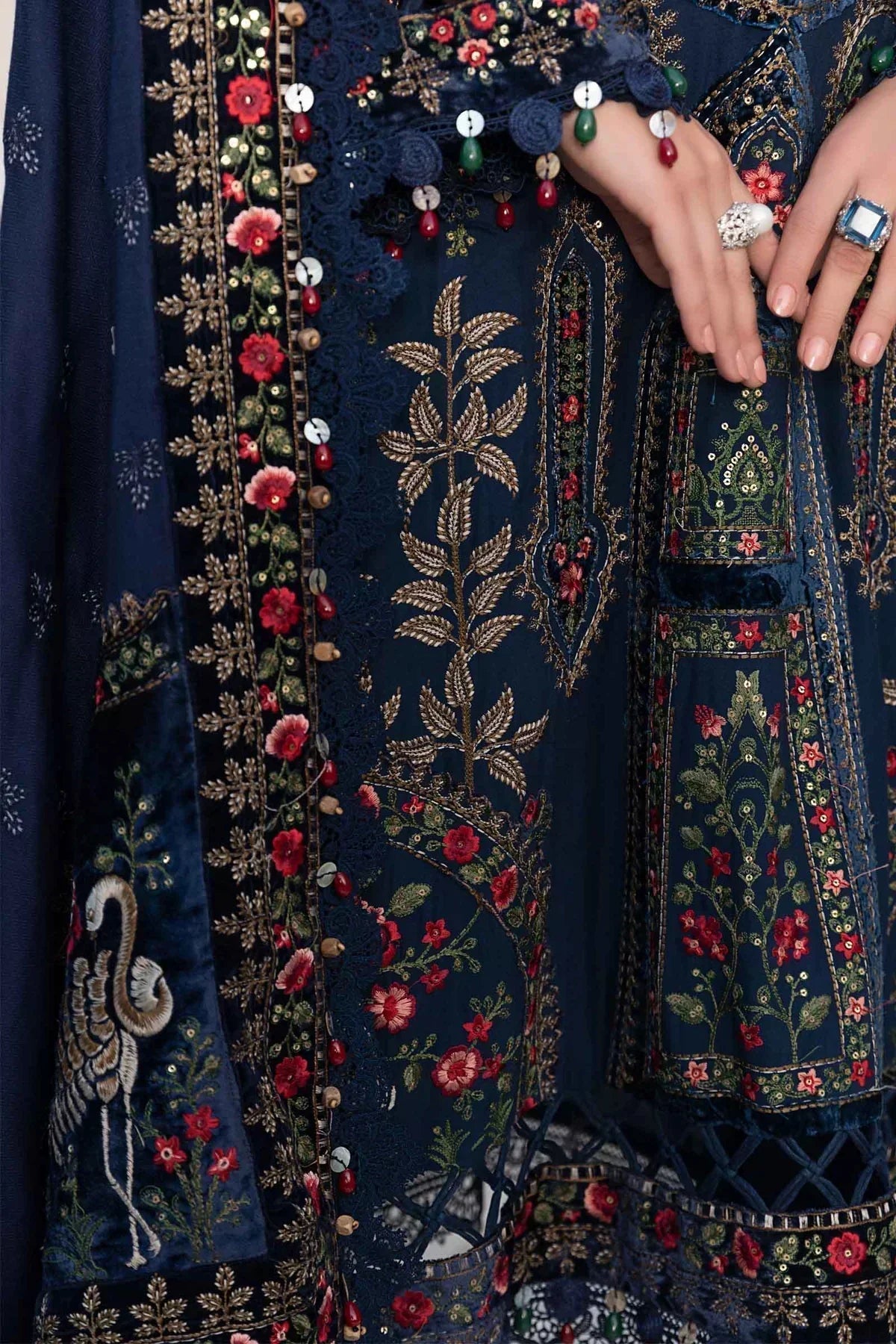 Maria B | Linen 23 | Navy Blue DL-1109 - House Of Hania