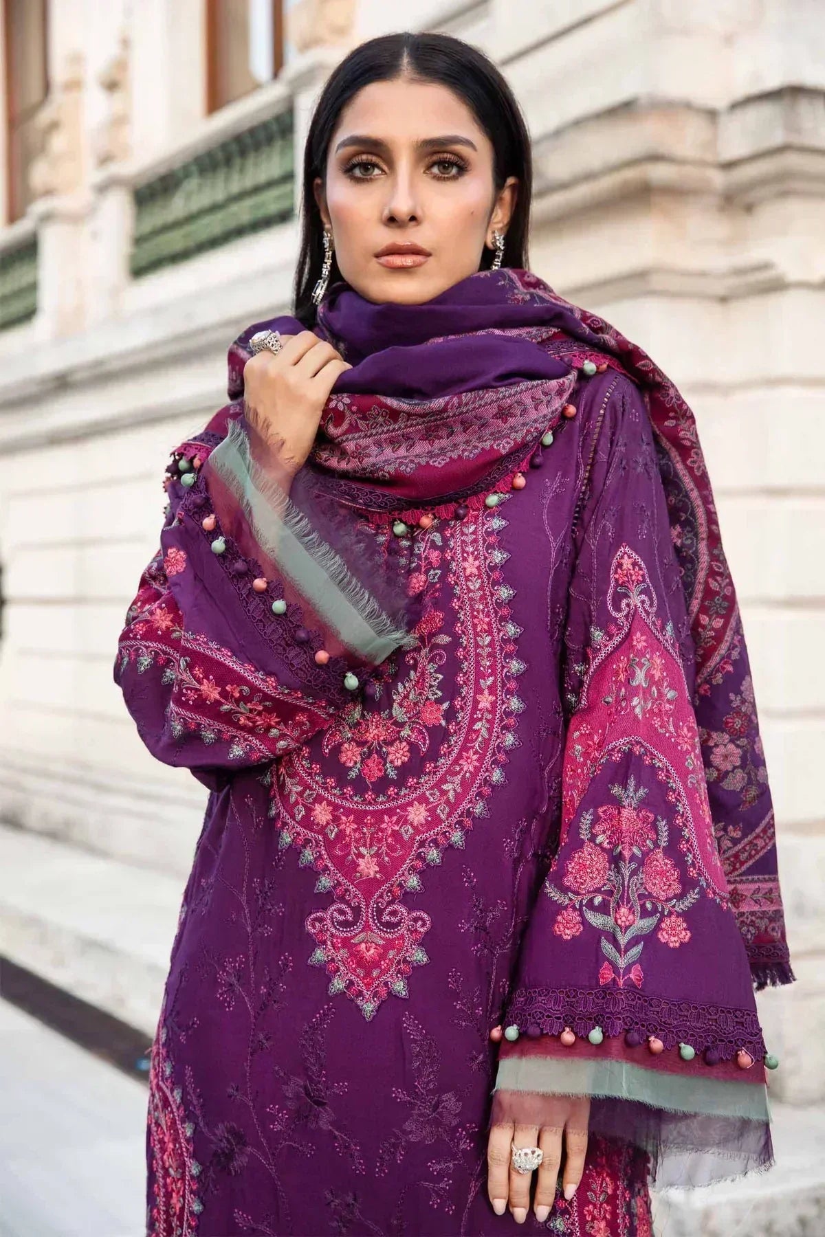 Maria B | Linen 23 | Purple DL-1108 - House Of Hania