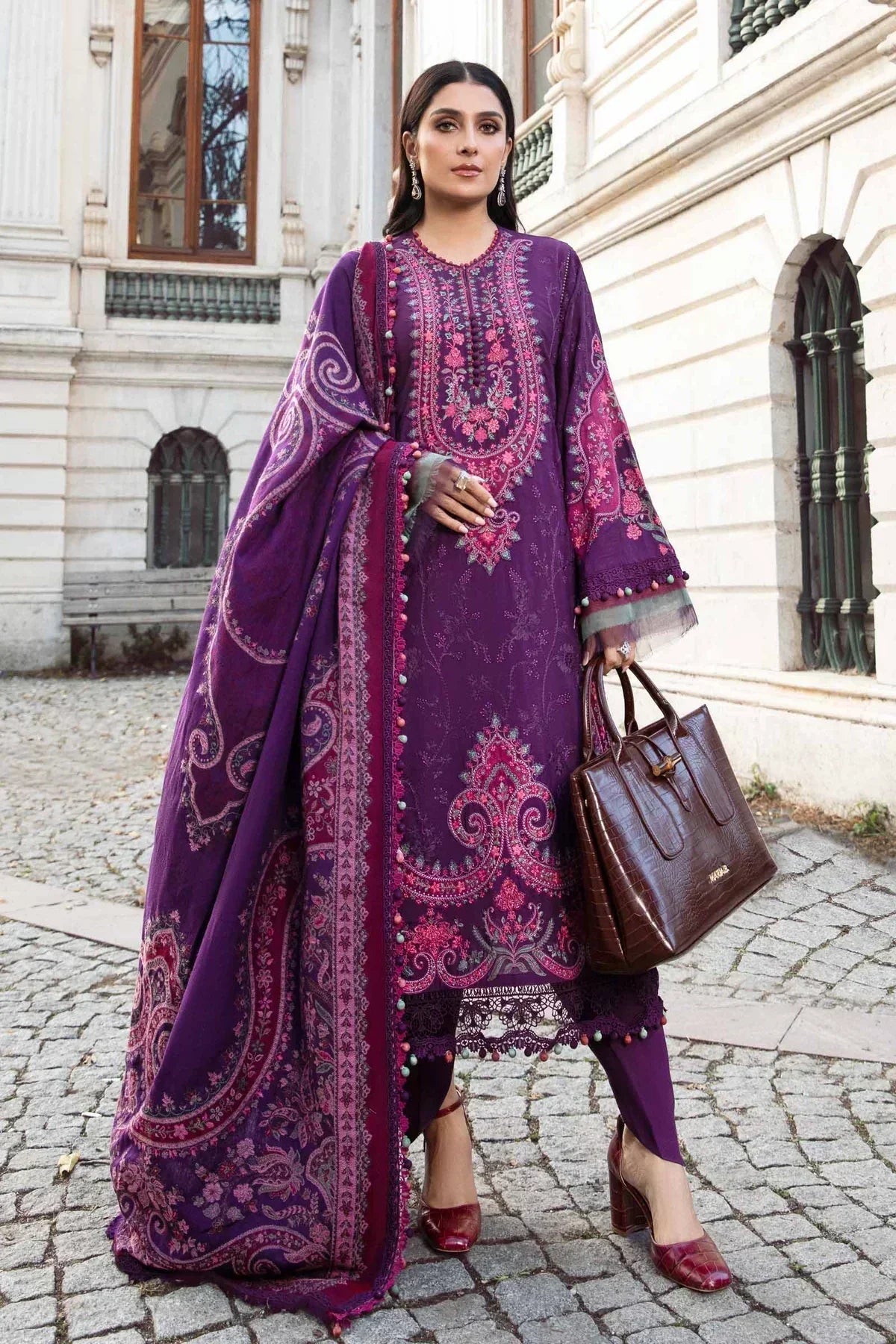 Maria B | Linen 23 | Purple DL-1108 - House Of Hania
