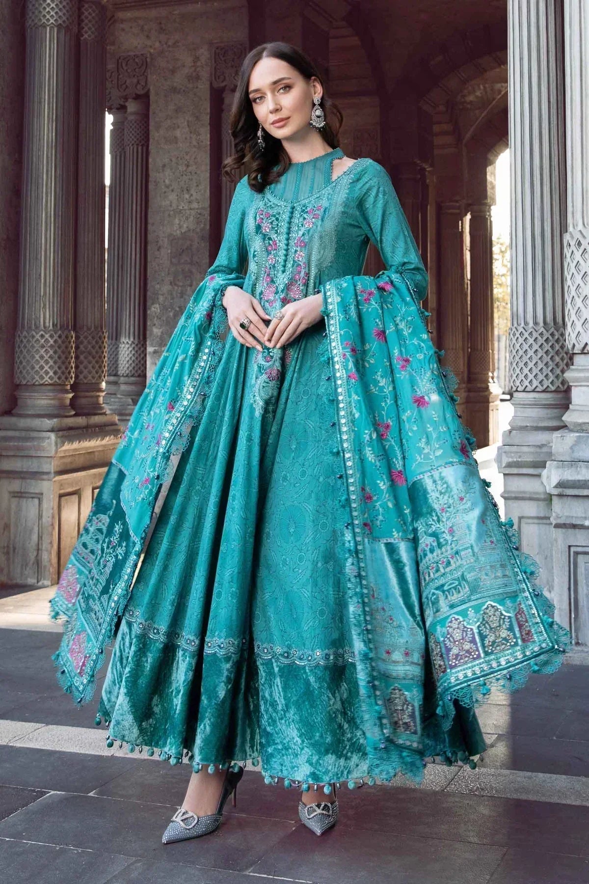 Maria B | Linen 23 | Teal DL-1105 - House Of Hania