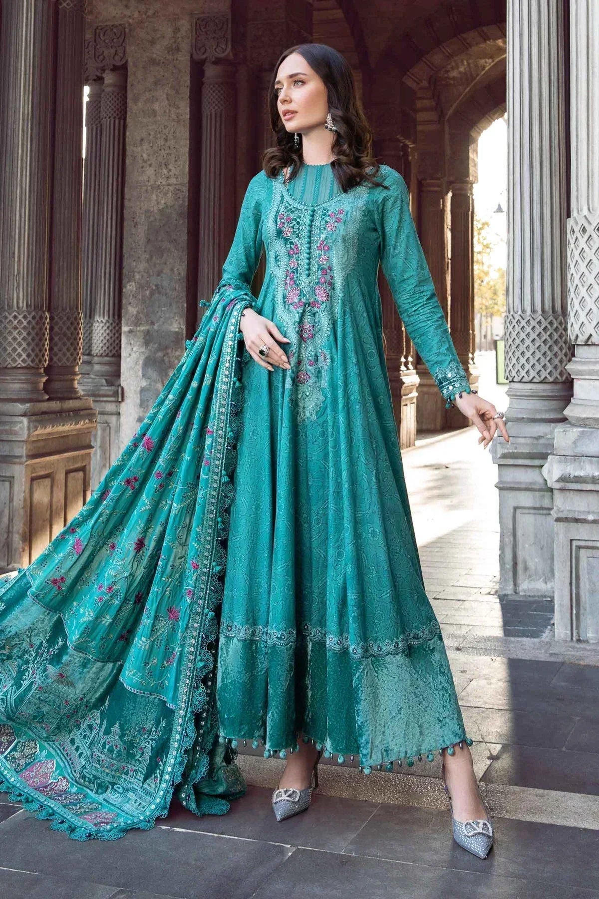 Maria B | Linen 23 | Teal DL-1105 - House Of Hania