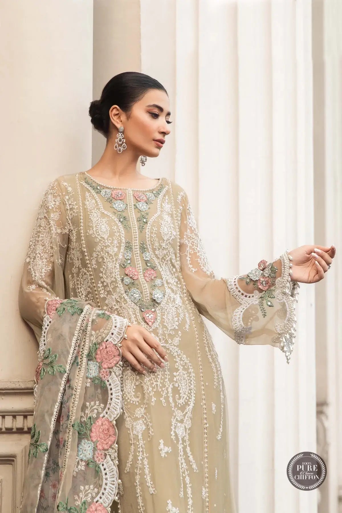 Maria B | Luxury Chiffon Collection | Coffee - House Of Hania