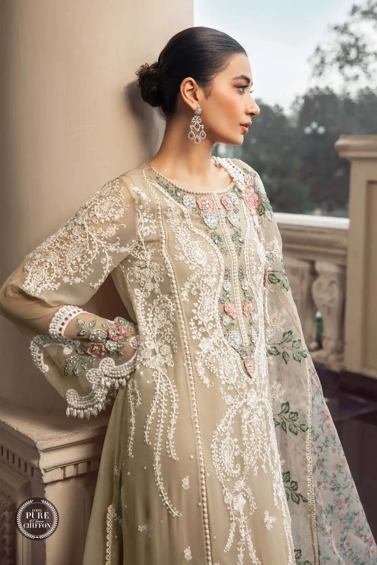 Maria B | Luxury Chiffon Collection | Coffee - House Of Hania
