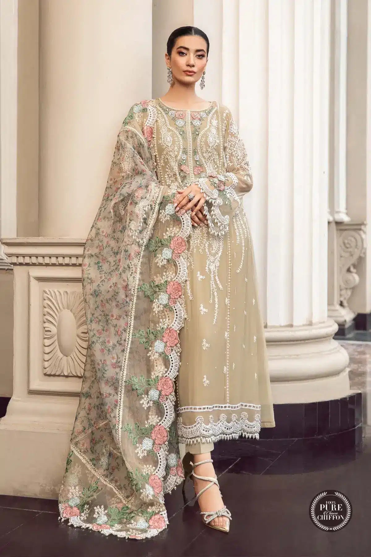 Maria B | Luxury Chiffon Collection | Coffee - House Of Hania