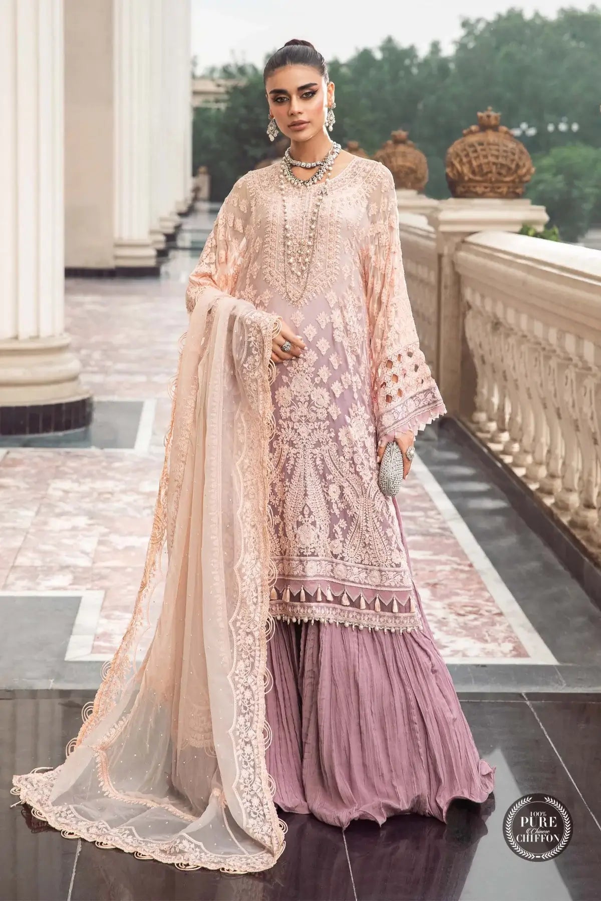 Maria B | Luxury Chiffon Collection | Lilac - House Of Hania