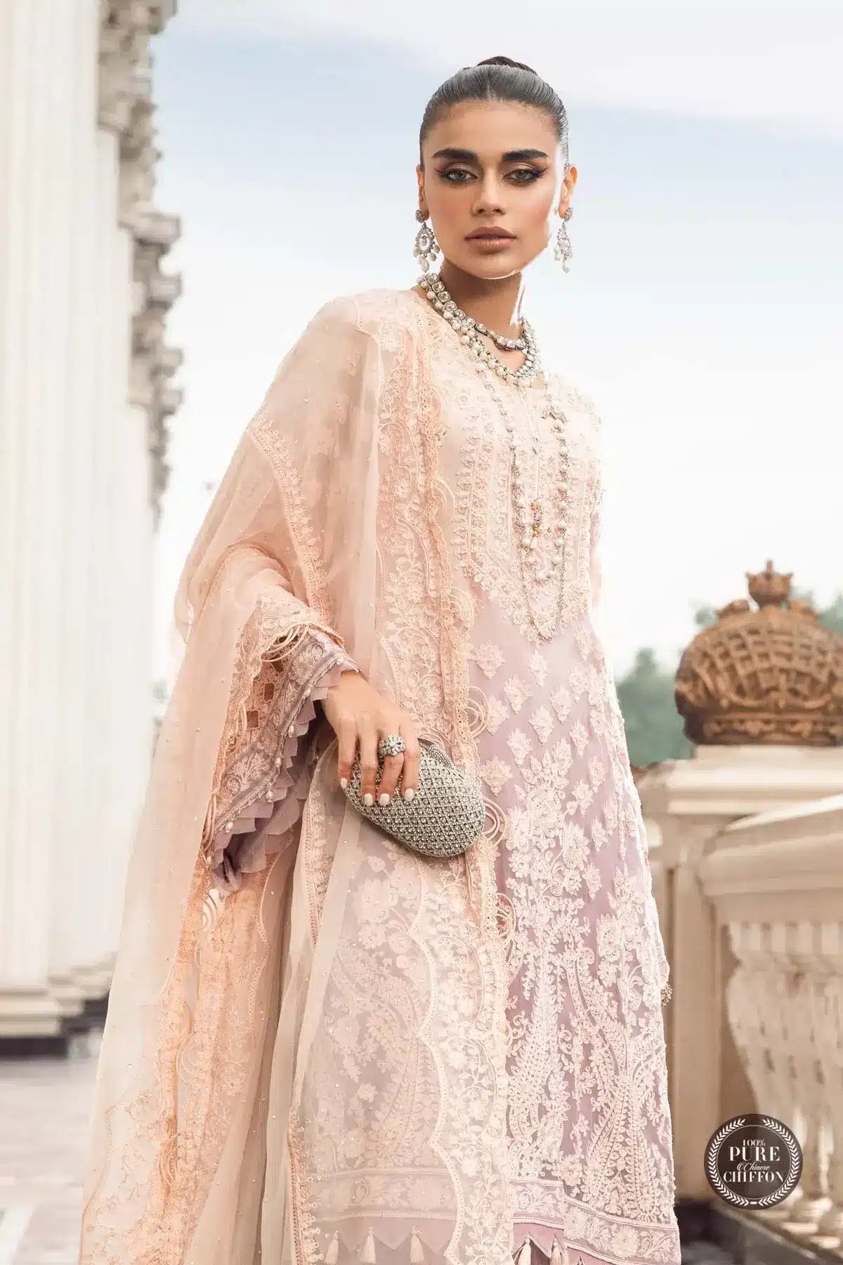 Maria B | Luxury Chiffon Collection | Lilac - House Of Hania
