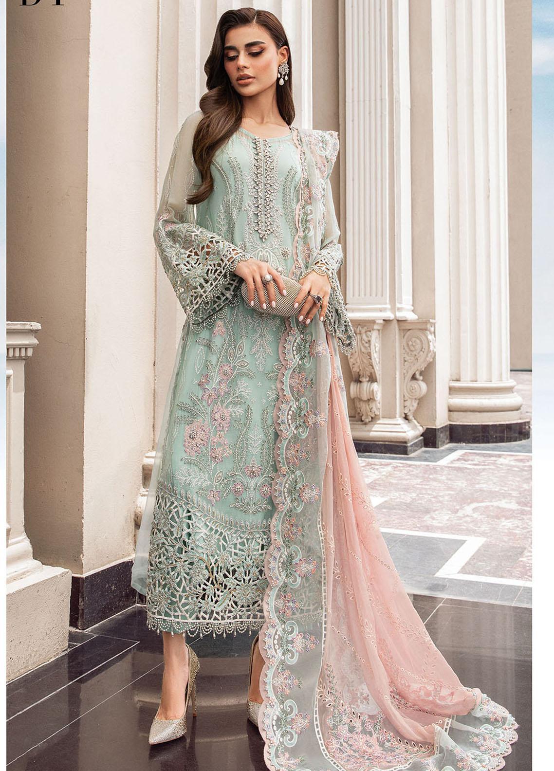 Maria B | Luxury Chiffon Collection | Mint Green - House Of Hania