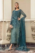Maria B | Luxury Chiffon Collection | Teal Blue - House Of Hania