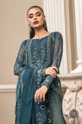 Maria B | Luxury Chiffon Collection | Teal Blue - House Of Hania