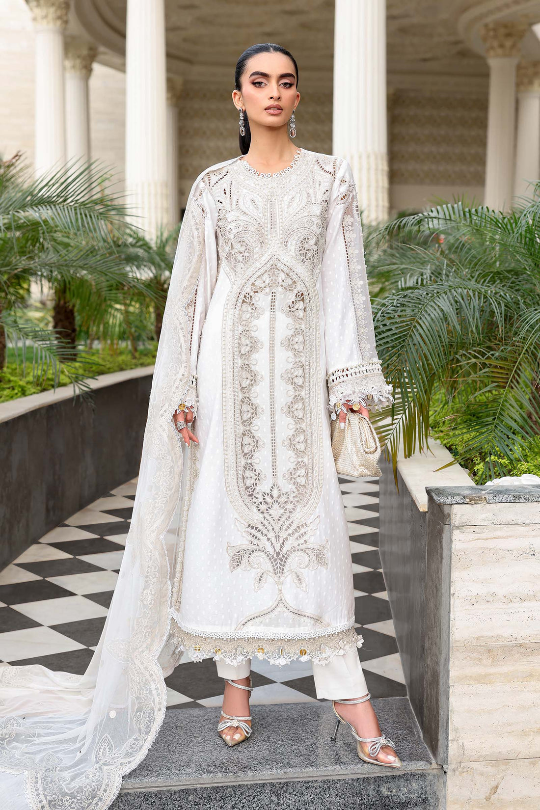 Maria B | Luxury Lawn 26 | 3 Piece Embroidered Jacquard Lawn Suit - House Of Hania