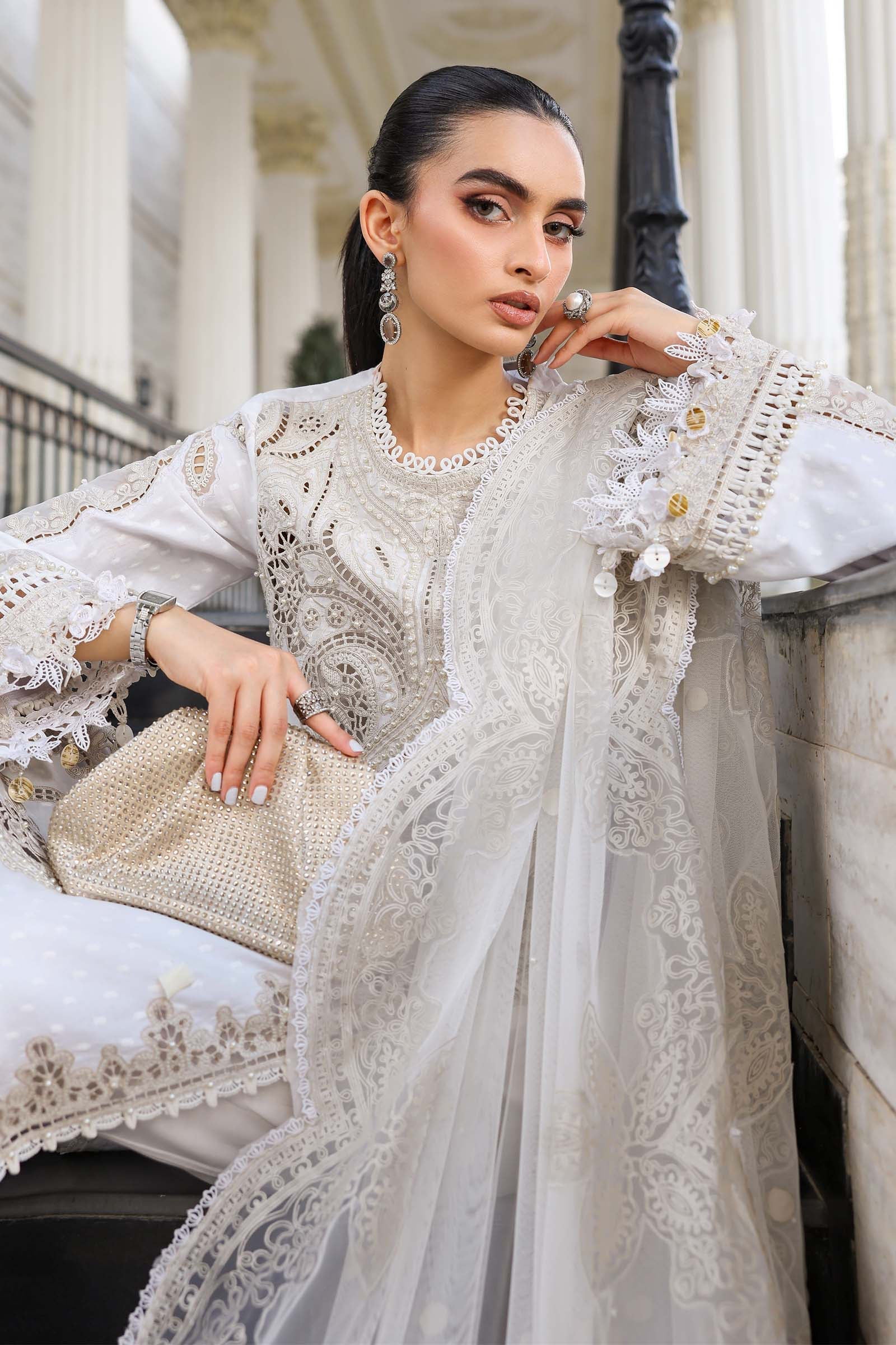 Maria B | Luxury Lawn 26 | 3 Piece Embroidered Jacquard Lawn Suit - House Of Hania