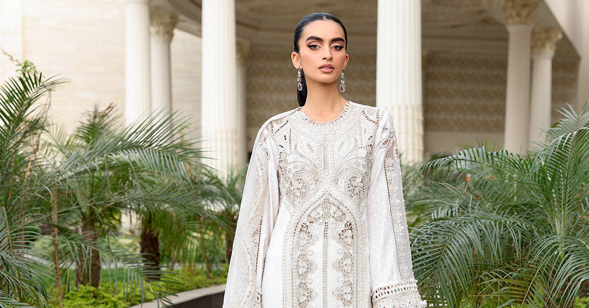 Maria B | Luxury Lawn 26 | 3 Piece Embroidered Jacquard Lawn Suit - House Of Hania