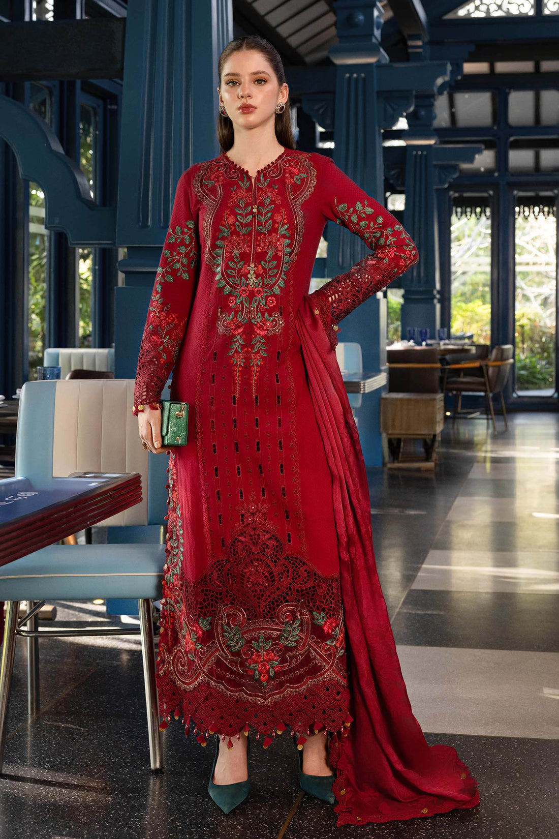 Maria B | Luxury Lawn 26 | 3 Piece Embroidered Jacquard Lawn Suit - House Of Hania