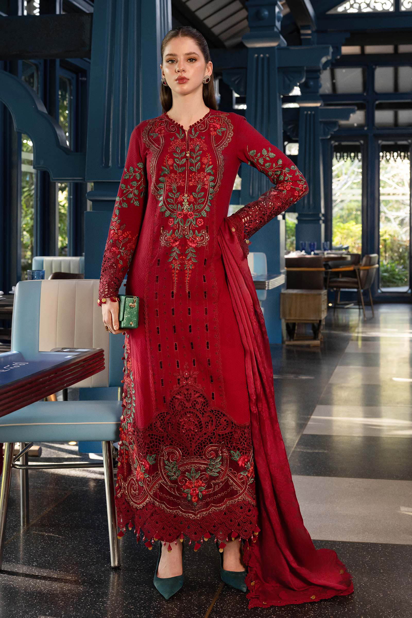 Maria B | Luxury Lawn 26 | 3 Piece Embroidered Jacquard Lawn Suit - House Of Hania