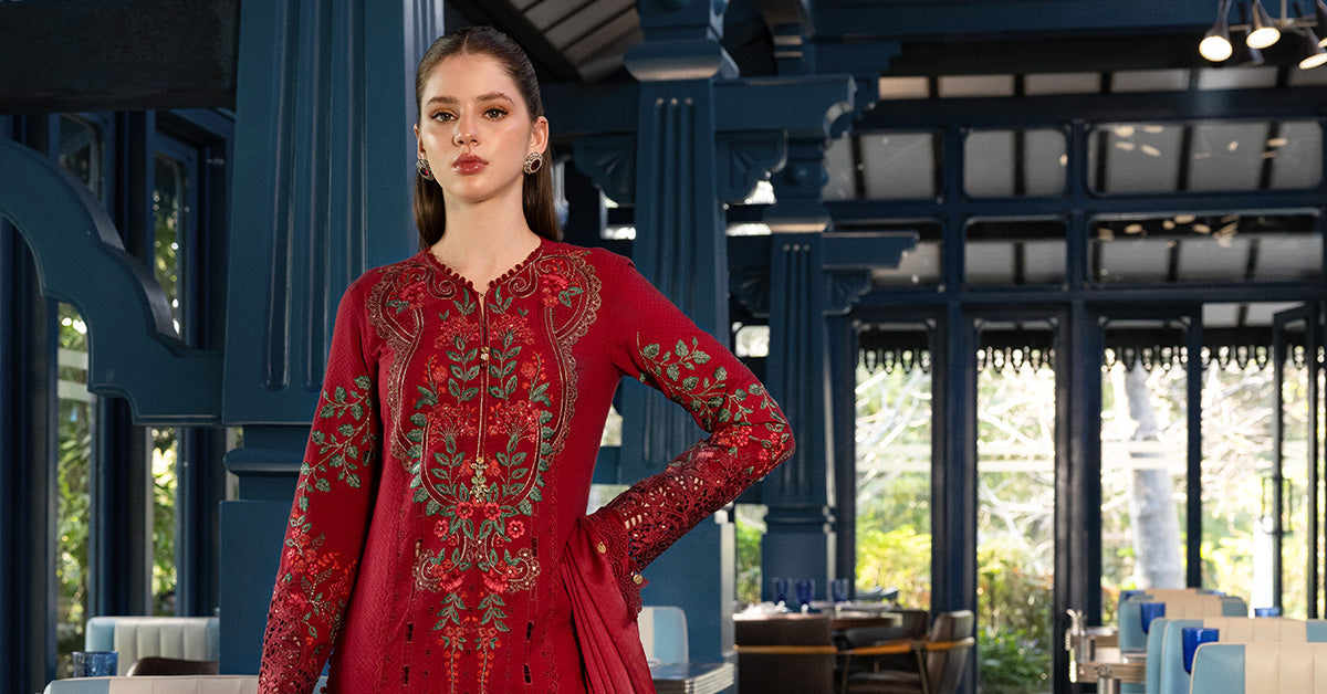 Maria B | Luxury Lawn 26 | 3 Piece Embroidered Jacquard Lawn Suit - House Of Hania