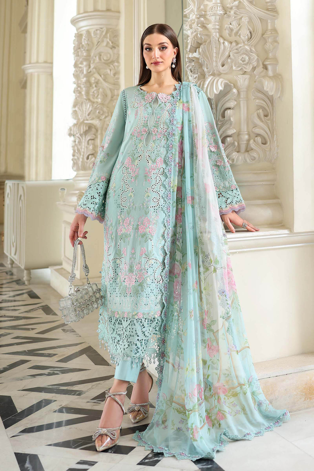 Maria B | Luxury Lawn 26 | 3 Piece Embroidered Lawn Suit - House Of Hania