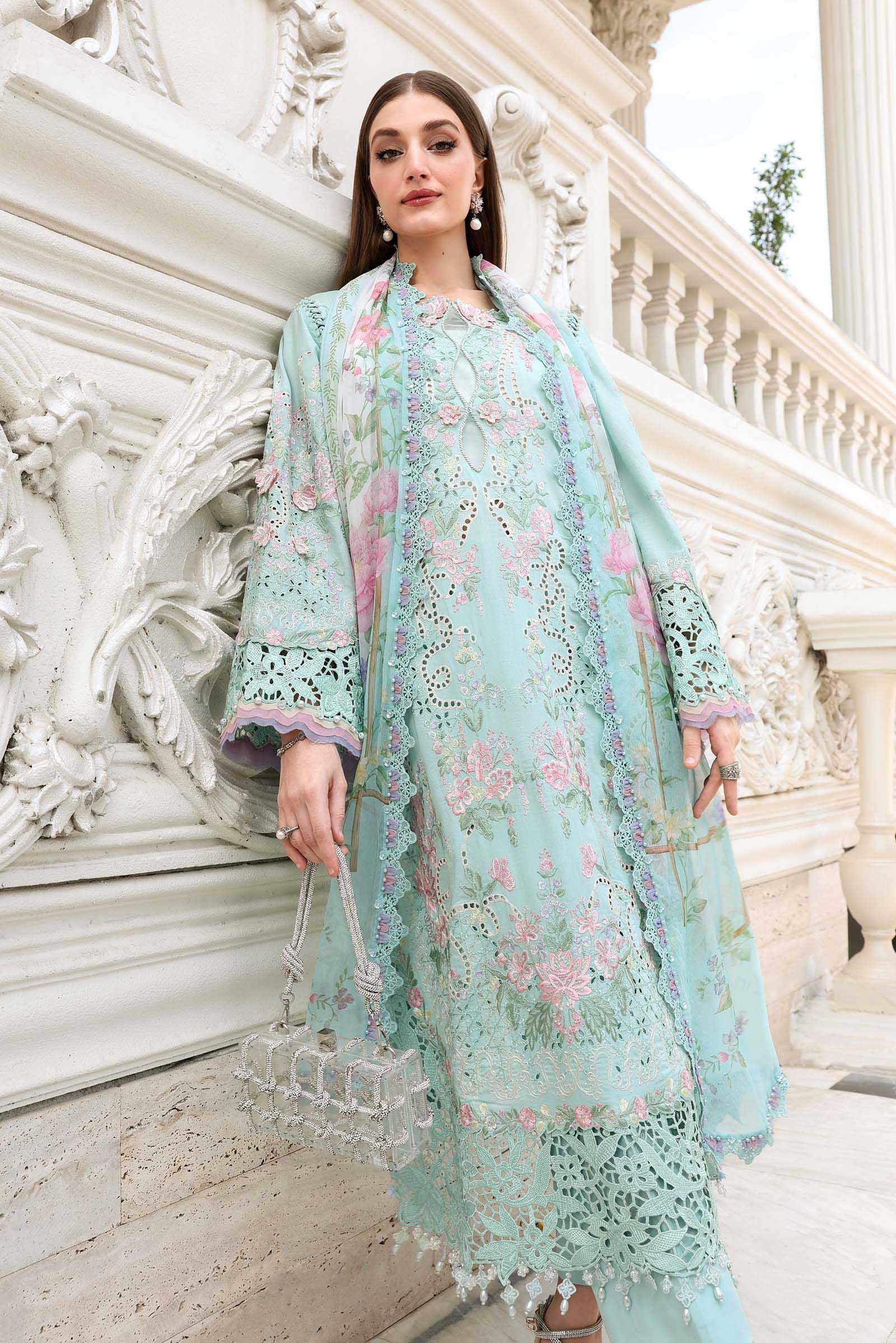 Maria B | Luxury Lawn 26 | 3 Piece Embroidered Lawn Suit - House Of Hania