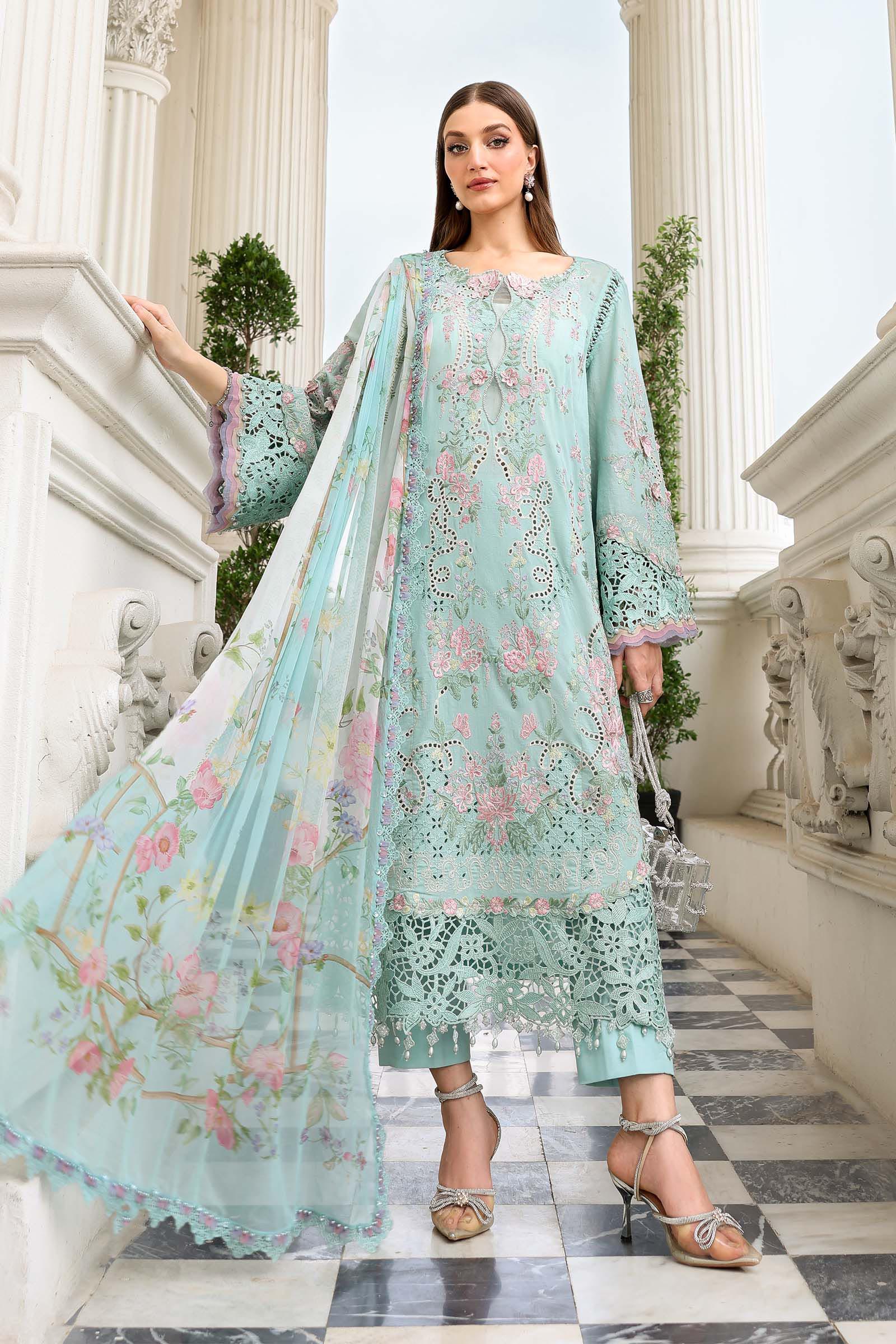 Maria B | Luxury Lawn 26 | 3 Piece Embroidered Lawn Suit - House Of Hania