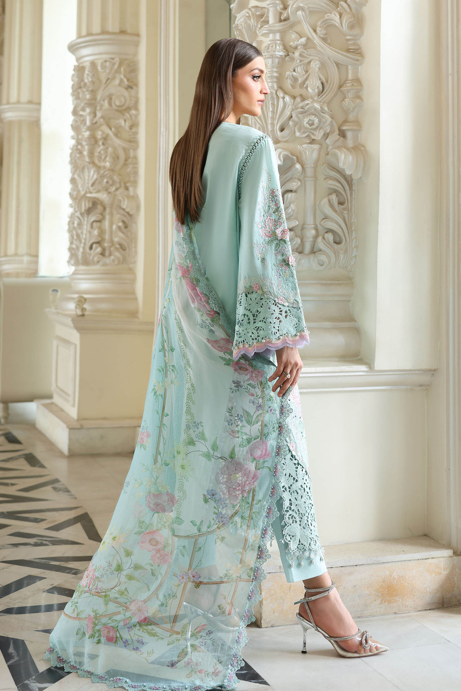 Maria B | Luxury Lawn 26 | 3 Piece Embroidered Lawn Suit - House Of Hania