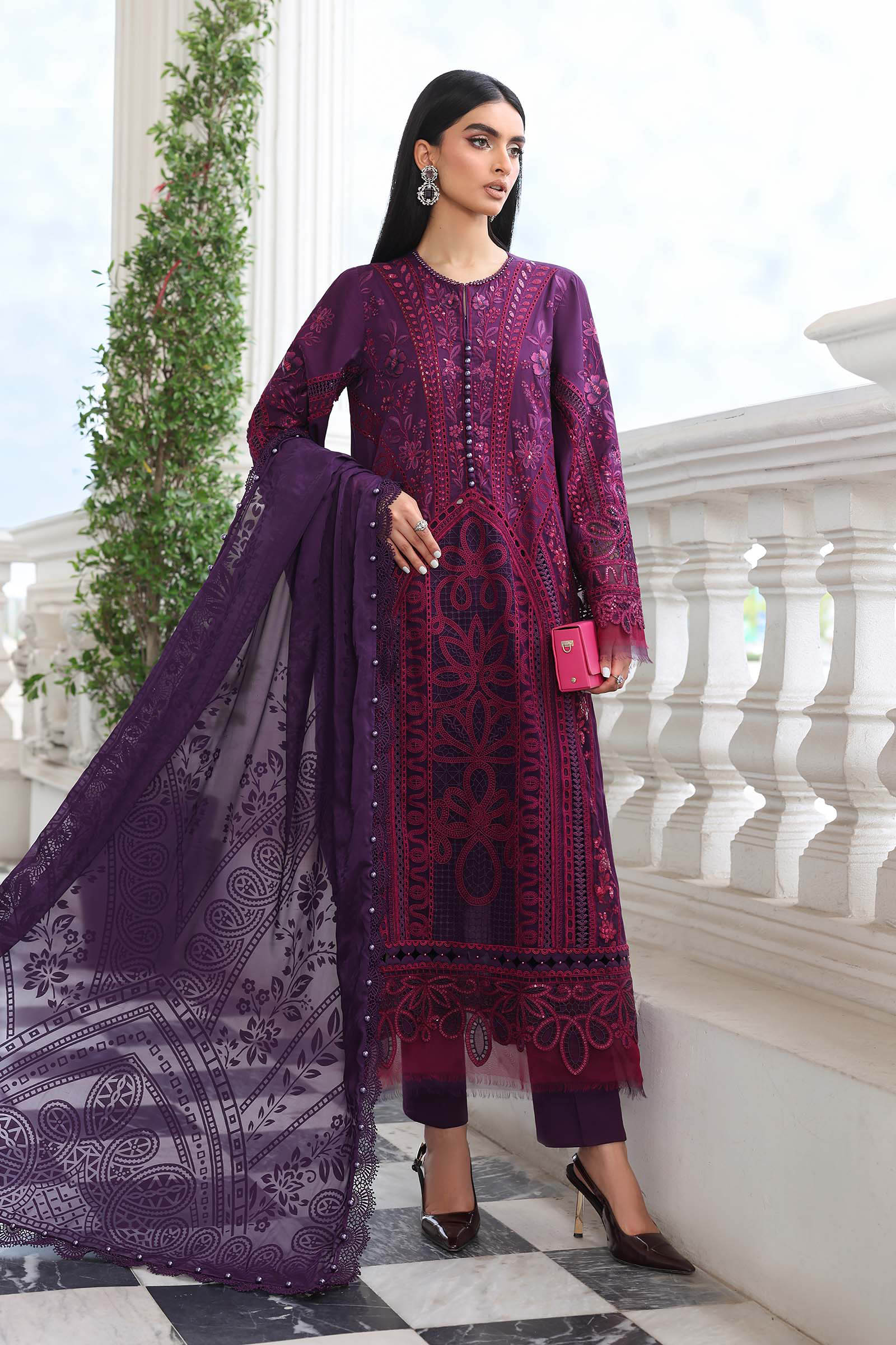 Maria B | Luxury Lawn 26 | 3 Piece Embroidered Lawn Suit - House Of Hania