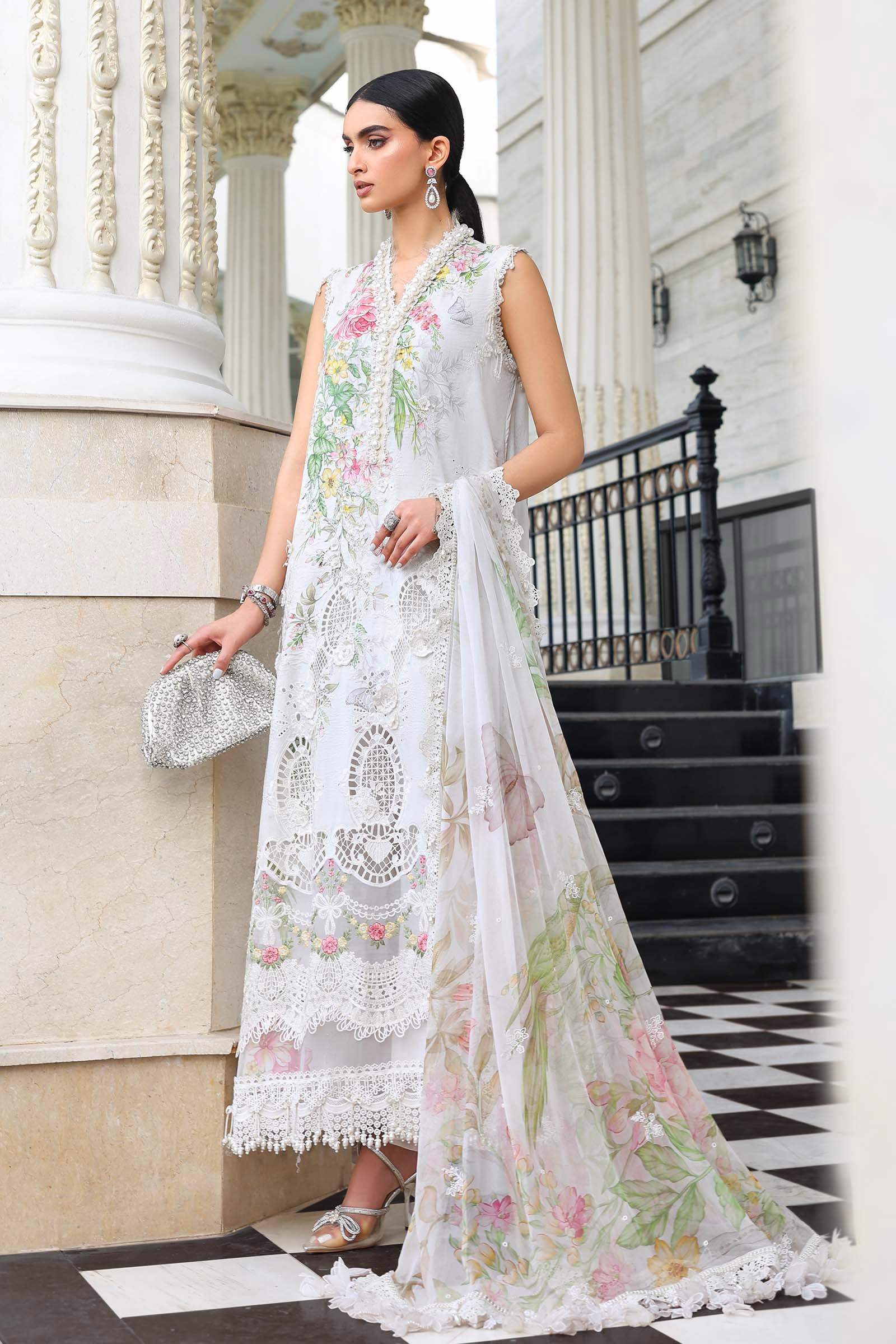 Maria B | Luxury Lawn 26 | 3 Piece Embroidered Lawn Suit - House Of Hania