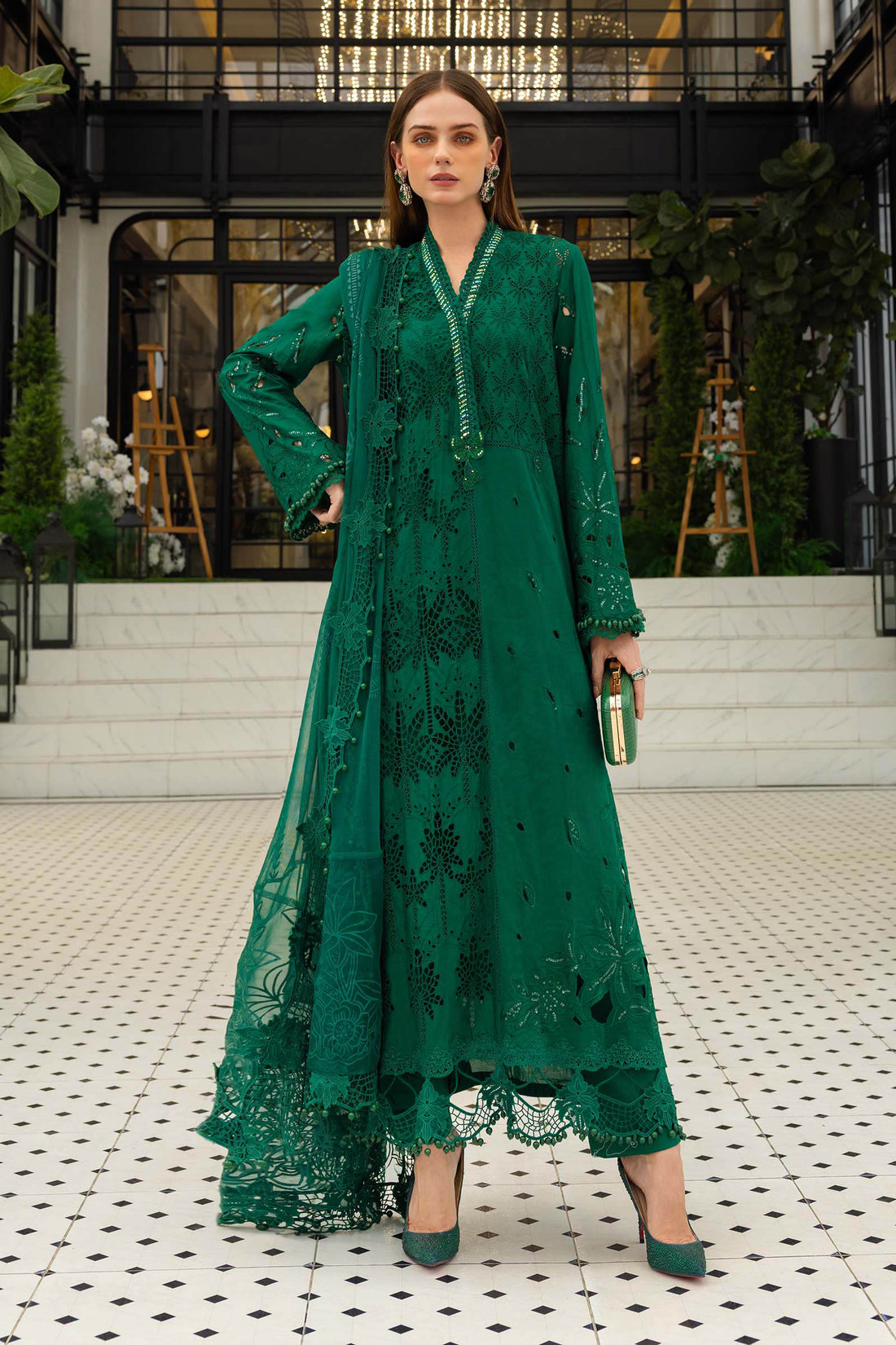 Maria B | Luxury Lawn 26 | 3 Piece Embroidered Lawn Suit - House Of Hania