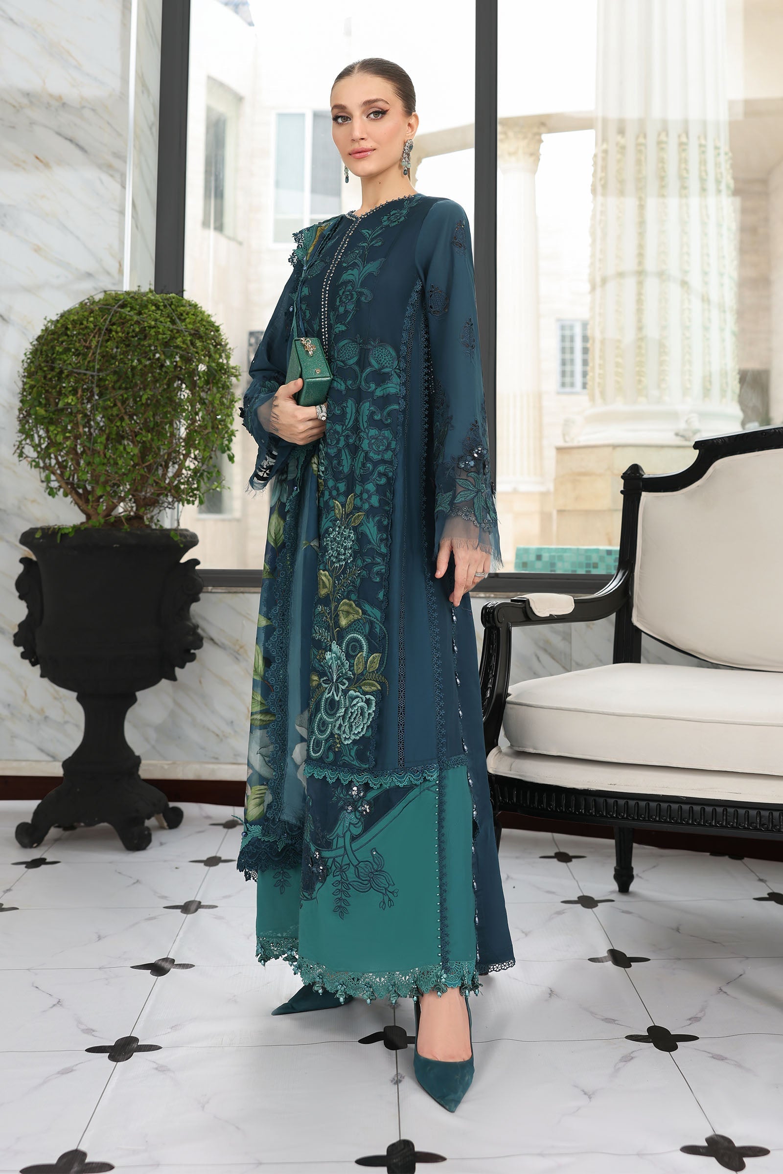 Maria B | Luxury Lawn 26 | 3 Piece Embroidered Lawn Suit - House Of Hania