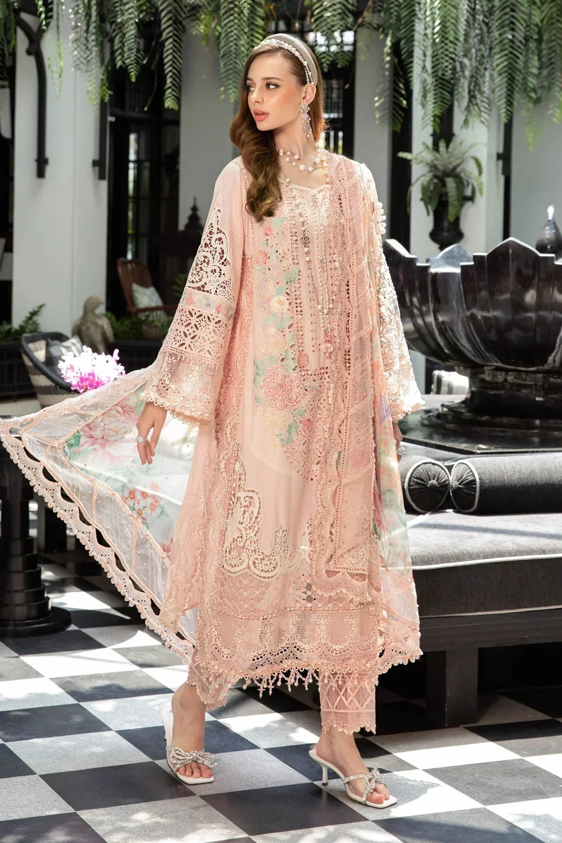 Maria B | Luxury Lawn | EL-23-07-Peach - House Of Hania
