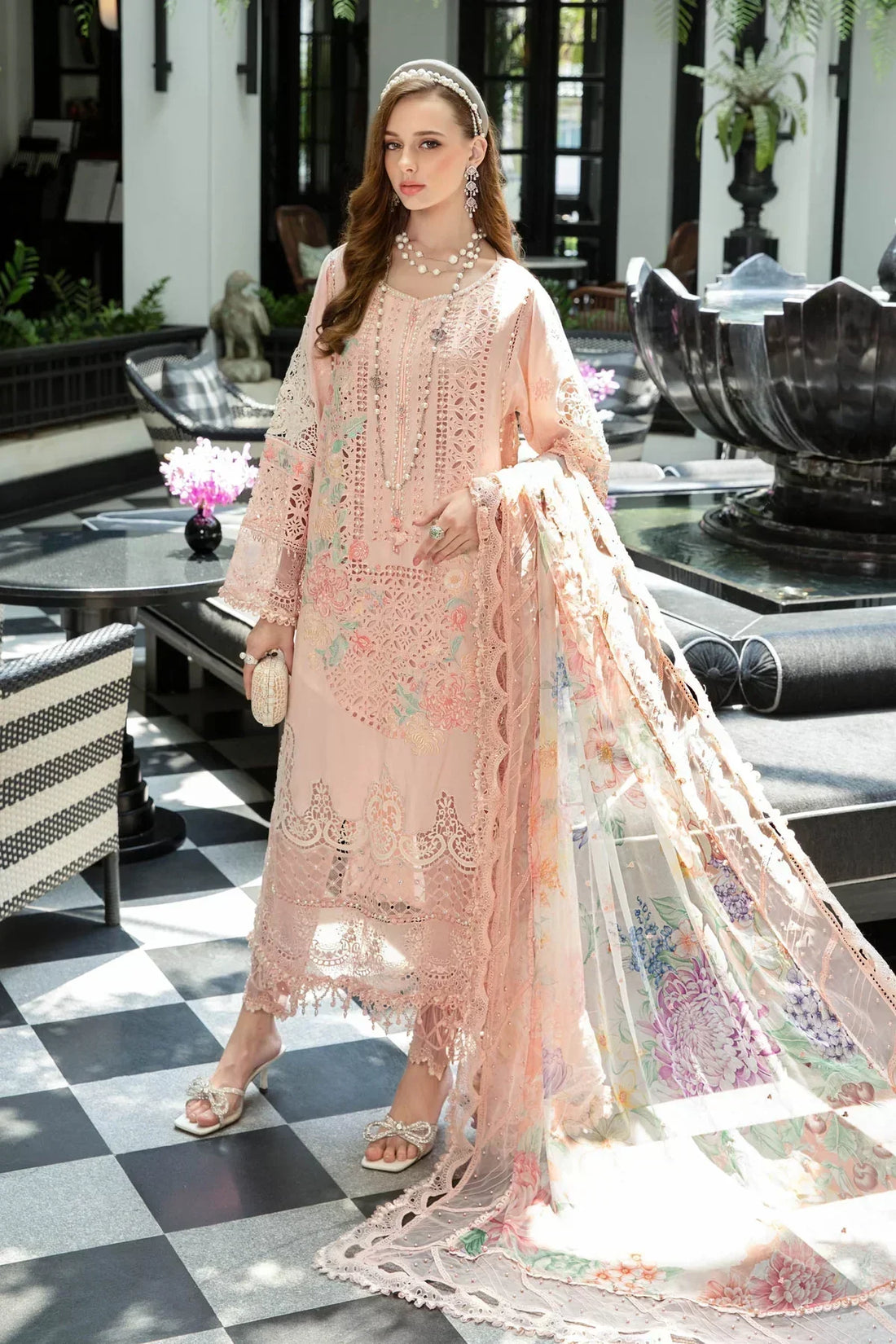 Maria B | Luxury Lawn | EL-23-07-Peach - House Of Hania