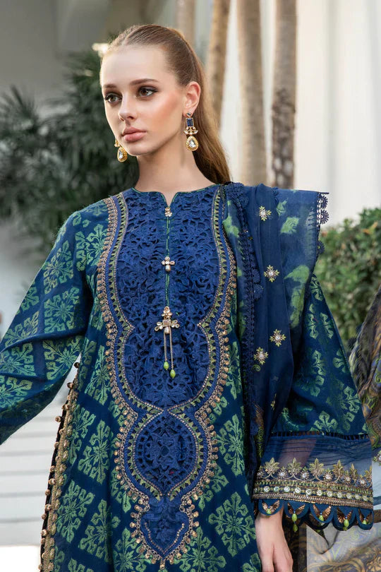 Maria B | Luxury Lawn | EL-23-08-Blue - House Of Hania
