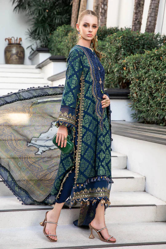 Maria B | Luxury Lawn | EL-23-08-Blue - House Of Hania