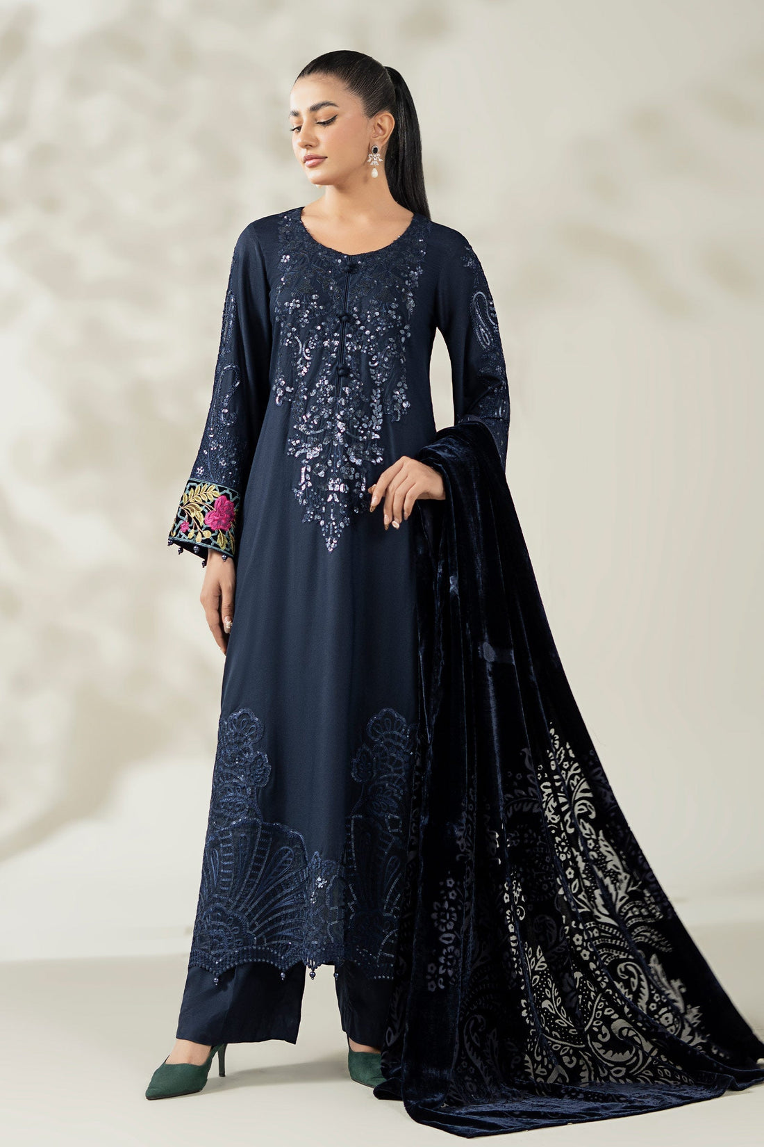 Maria B | Luxury Winte r Pret 25 |DW-W25-20-Blue - House Of Hania