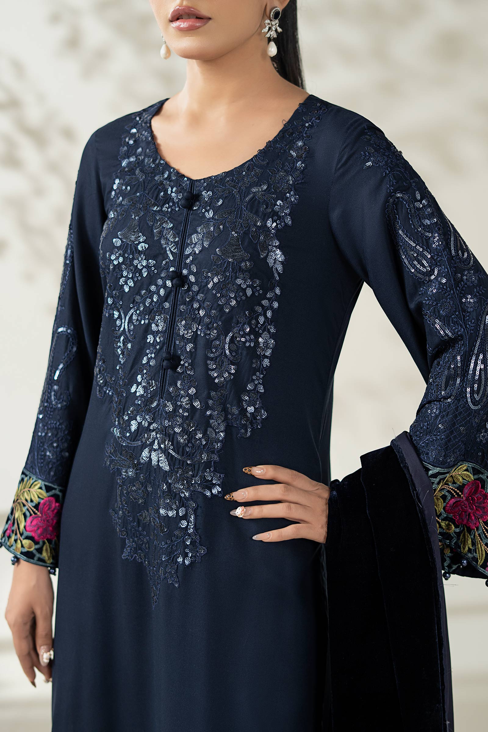 Maria B | Luxury Winte r Pret 25 |DW-W25-20-Blue - House Of Hania