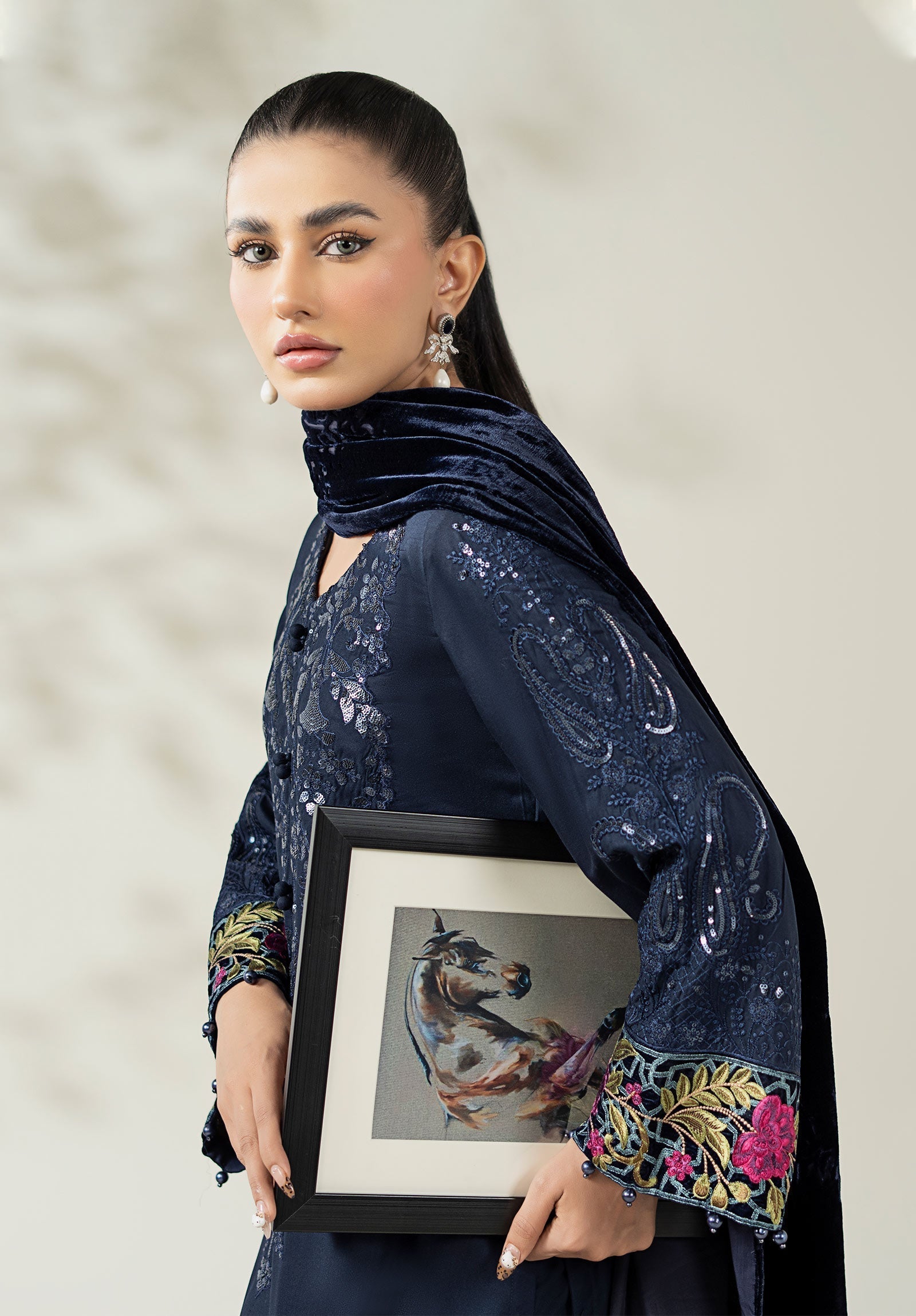 Maria B | Luxury Winte r Pret 25 |DW-W25-20-Blue - House Of Hania