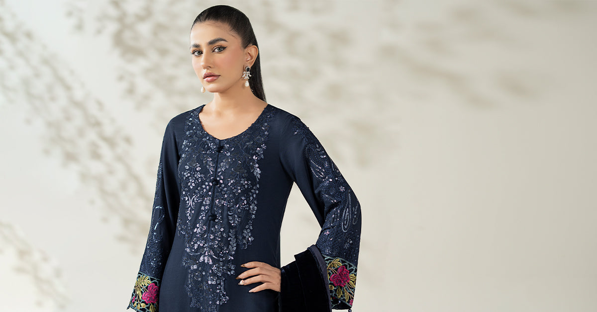 Maria B | Luxury Winte r Pret 25 |DW-W25-20-Blue - House Of Hania