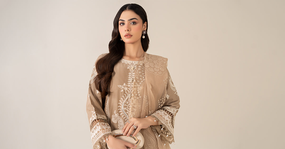 Maria B | Luxury Winter Pret 25 | DW-EA23-26R1-Coffee - House Of Hania