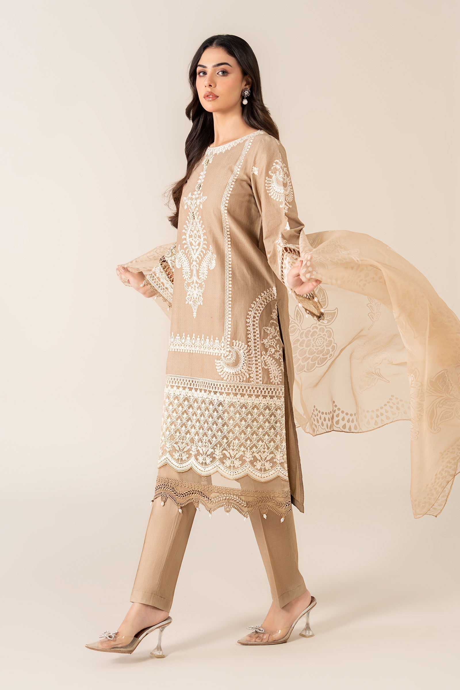 Maria B | Luxury Winter Pret 25 | DW-EA23-26R1-Coffee - House Of Hania